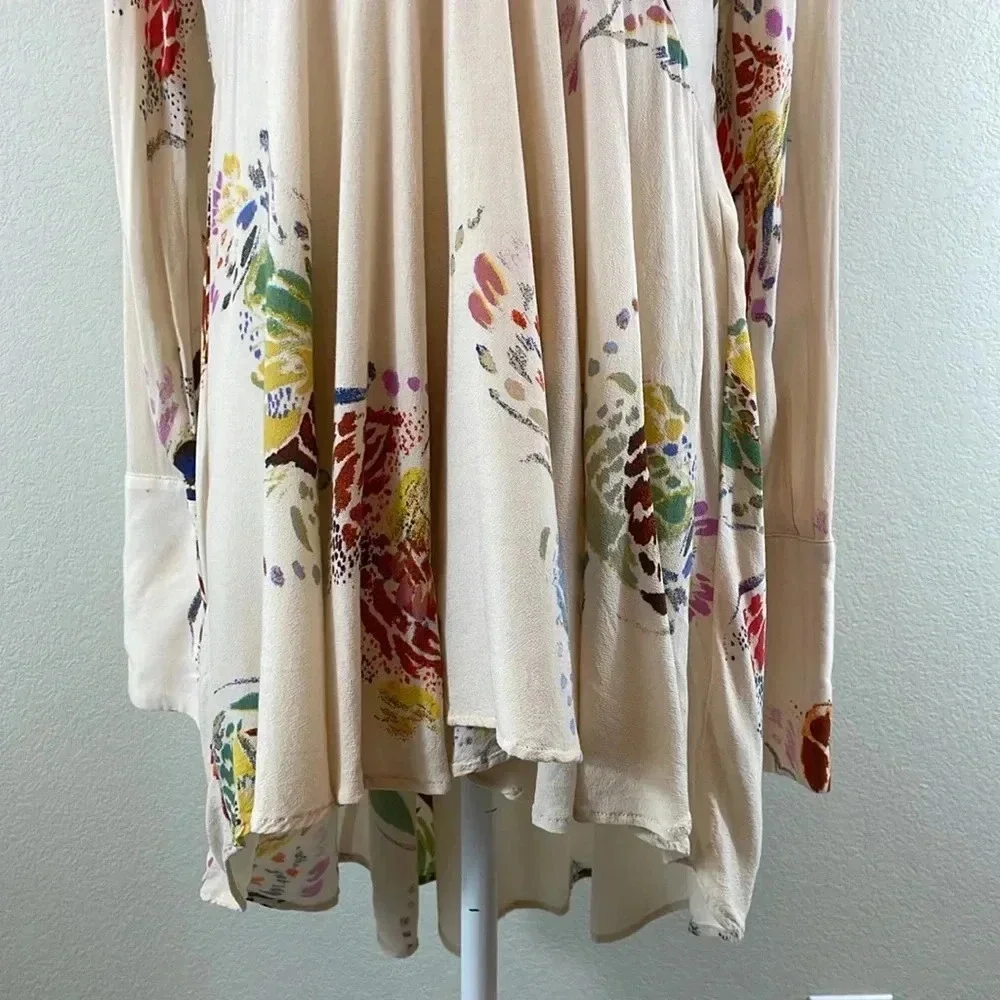 Free People cream floral/abstract‎ high low tunic size small